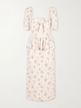 ALESSANDRA RICH Floral-print silk-satin midi dress