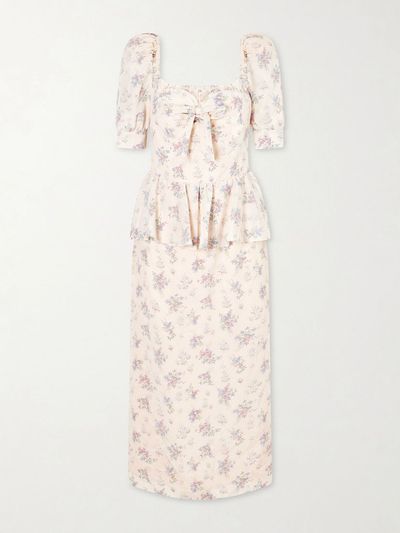 Alessandra Rich Floral-Print Silk-Satin Midi Dress