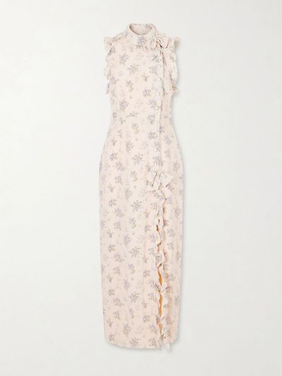 ALESSANDRA RICH Ruffled floral-print silk midi dress