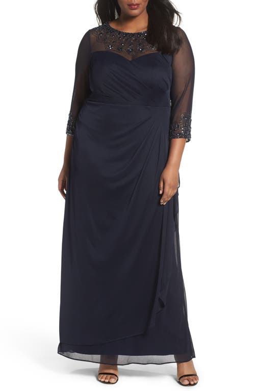 Alex Evenings Alex Evenings Beaded Illusion Neck A-Line Gown