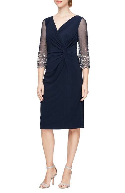 Alex Evenings Alex Evenings Beaded Jersey Cocktail Dress