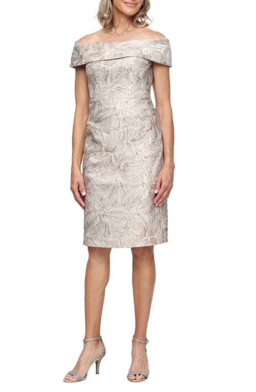 Alex Evenings Alex Evenings Floral Jacquard Off the Shoulder Cocktail Dress