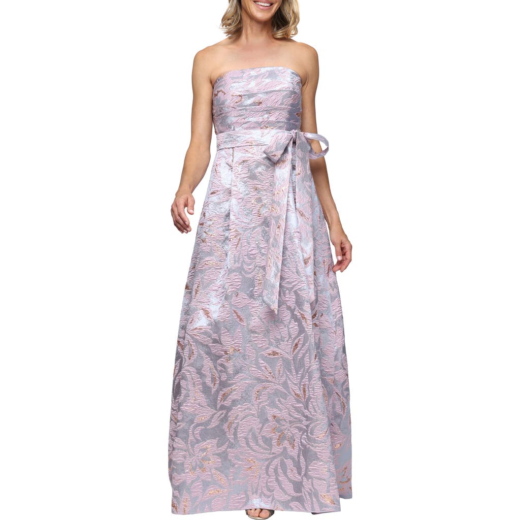 Alex Evenings Alex Evenings Floral Print Metallic Jacquard Gown