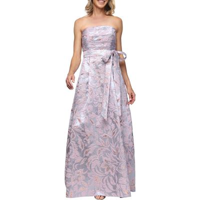 Alex Evenings Alex Evenings Floral Print Metallic Jacquard Gown