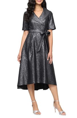 Alex Evenings Alex Evenings Jacquard Faux Wrap Midi Dress