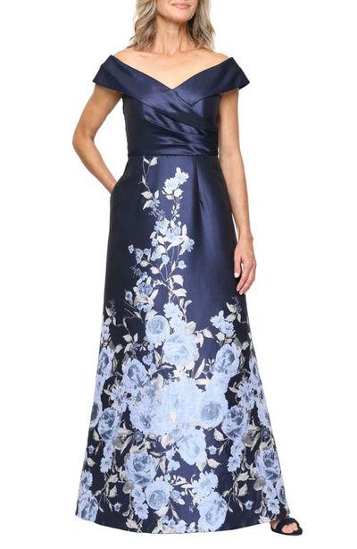 Alex Evenings Alex Evenings Print Off the Shoulder Gown