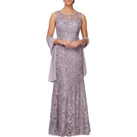 Alex Evenings Alex Evenings Sequin Sleeveless Gown with Shawl