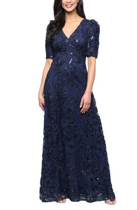Alex Evenings Alex Evenings Sequin Soutache Empire Waist Gown