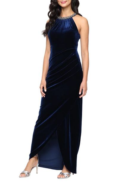 green emerald velvet dress Alex Evenings Women's Long Stretch Velvet Mermaid Dress, 8 main image 1