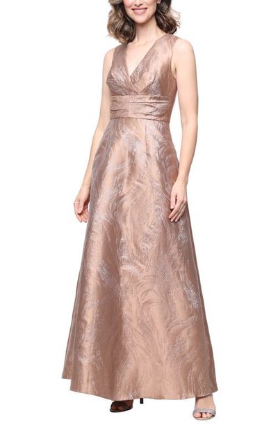 Alex Evenings Alex Evenings Surplice Neck Jacquard Gown