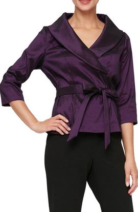 Alex Evenings Alex Evenings Tie Waist Brushed Satin Top