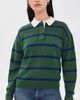 Alex Mill Alex Mill Bond St. Stripe Polo Sweater Forest Walk/Galaxy Blue - 2