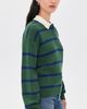 Alex Mill Alex Mill Bond St. Stripe Polo Sweater Forest Walk/Galaxy Blue - 4
