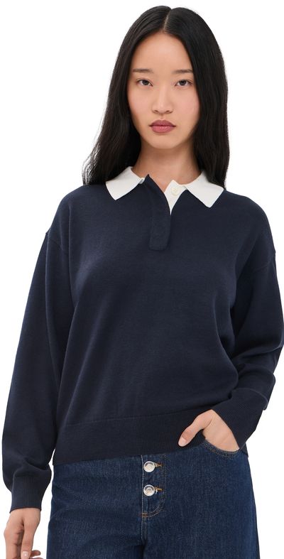 Alex Mill Alex Mill Bond Street Cashmere Polo Top Navy