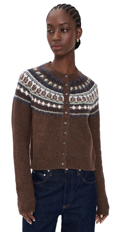 Alex Mill Alex Mill Charlotte Fair Isle Wool Sweater Chestnut