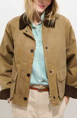 Alex Mill Alex Mill Chiltern Corduroy Trim Waxed Cotton Crop Jacket