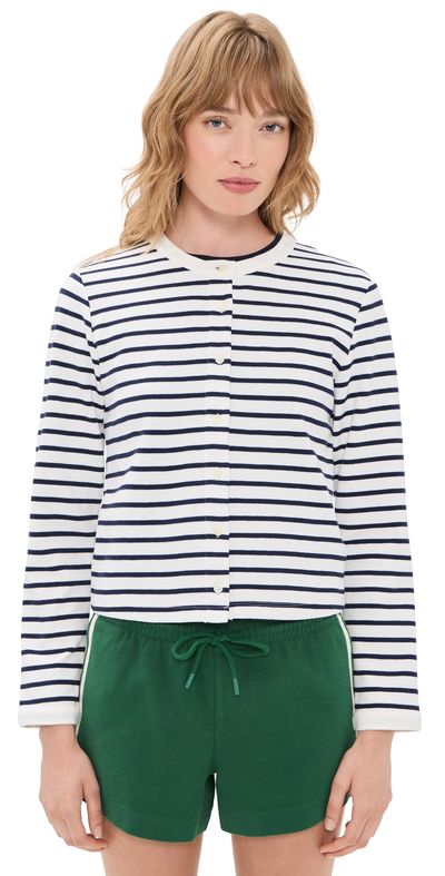 Alex Mill Alex Mill Coco Sport Cadigan In Stripe Ivory/Navy