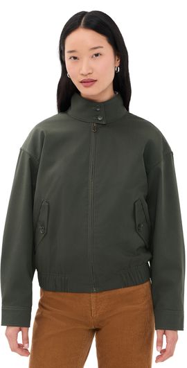 Alex Mill Alex Mill Cropped Zip Jacket In Twill Gabardine Autumn Green