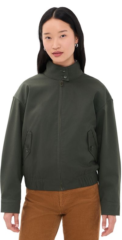Alex Mill Alex Mill Cropped Zip Jacket In Twill Gabardine Autumn Green