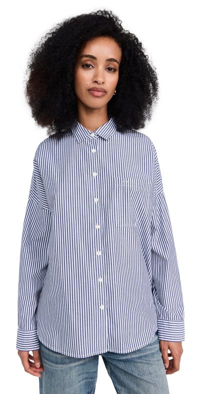 Alex Mill Alex Mill Jo Shirt in Striped Paper Poplin Navy/White XS