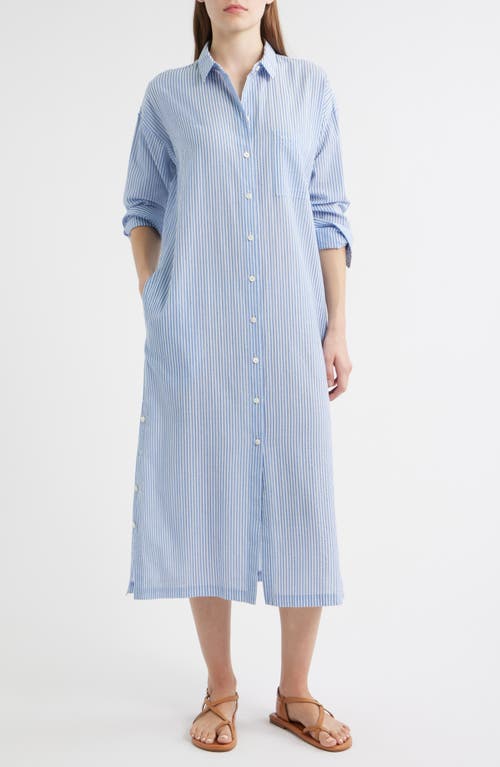 Alex Mill Alex Mill Kerry Stripe Long Sleeve Cotton Seersucker Midi Shirtdress