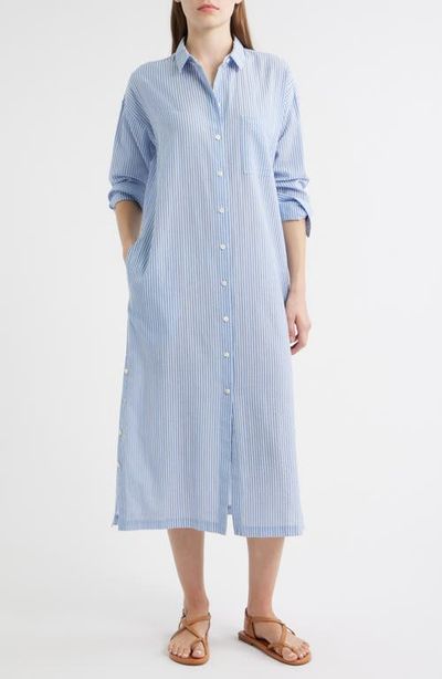 Alex Mill Alex Mill Kerry Stripe Long Sleeve Cotton Seersucker Midi Shirtdress