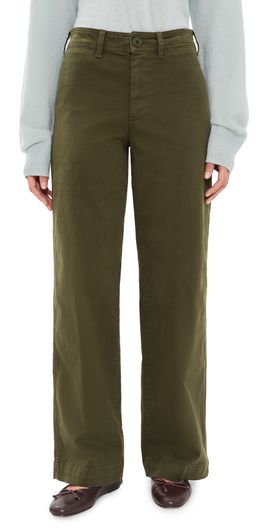 Alex Mill Alex Mill Wide Leg Trousers In Cotton Twill Military Olive