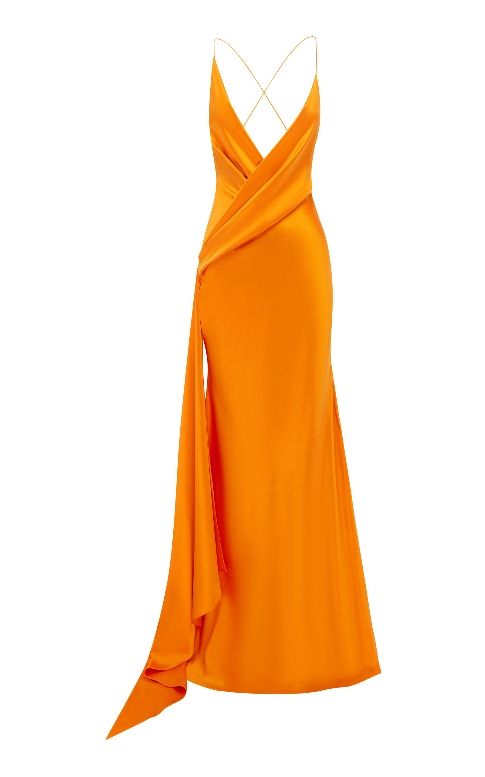 Alex Perry - Bikini Wrap Asymmetric Gown W/ Sash In Silk Satin