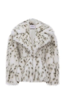 Alex Perry Alex Perry Contoured Snow Leopard Faux Fur Jacket