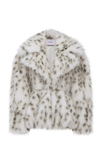 Alex Perry Alex Perry Contoured Snow Leopard Faux Fur Jacket