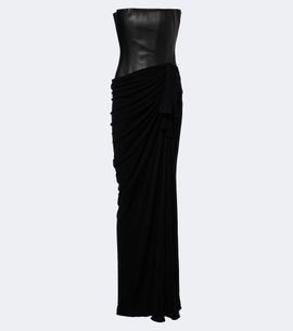 Alex Perry Alex Perry Draped leather and jersey corset gown