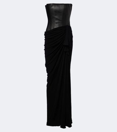 Alex Perry Alex Perry Draped leather and jersey corset gown