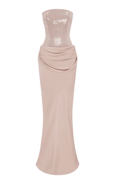 Alex Perry Alex Perry Draped Sequin MeshGeorgette Gown