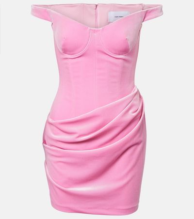 Alex Perry Draped Velvet Bustier Dress