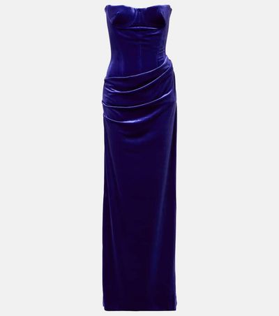 Alex Perry Draped Velvet Bustier Gown