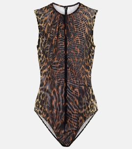 Alex Perry Alex Perry Leopard-print mesh bodysuit