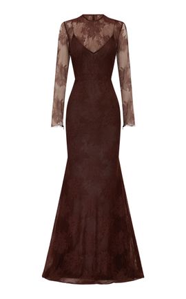 chinese dress ladies Bikini Dress in Suede with Lace Trim – Alex Perry main image 1