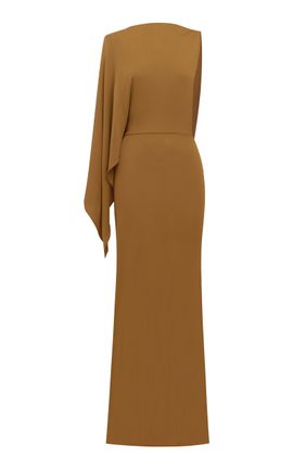 Alex Perry Alex Perry One Shoulder Cape Dry Jersey Gown