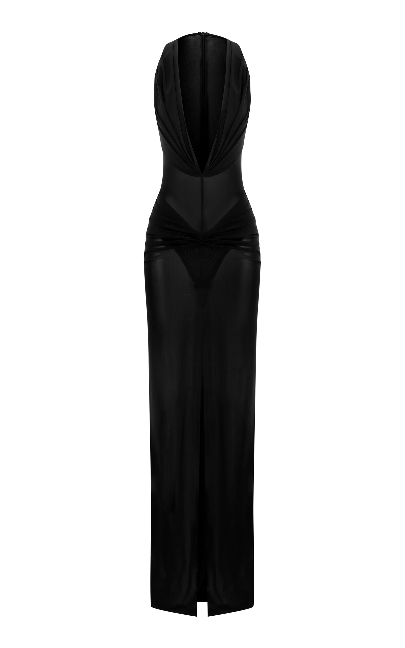 Alex Perry Alex Perry Ruched Halter Powermesh Column Gown