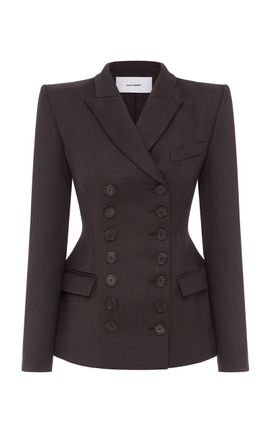 Alex Perry Alex Perry Sculpted DoubleBreasted Blazer Brown UK 12