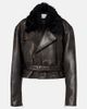 Alex Perry Alex Perry Shearling-trimmed cropped leather biker jacket - 1