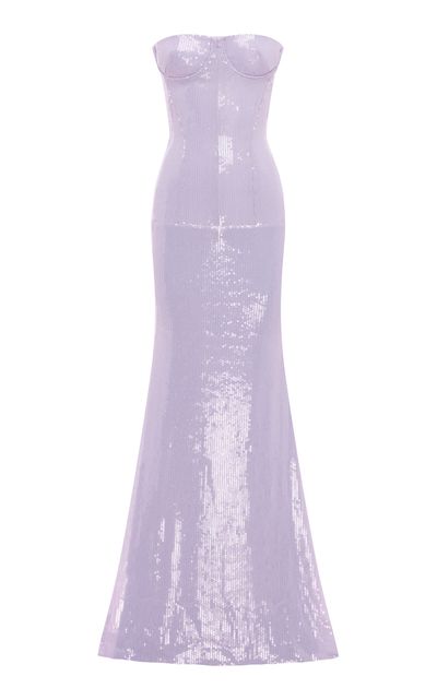 Alex Perry Alex Perry Strapless Cupped Sequin Mesh Gown