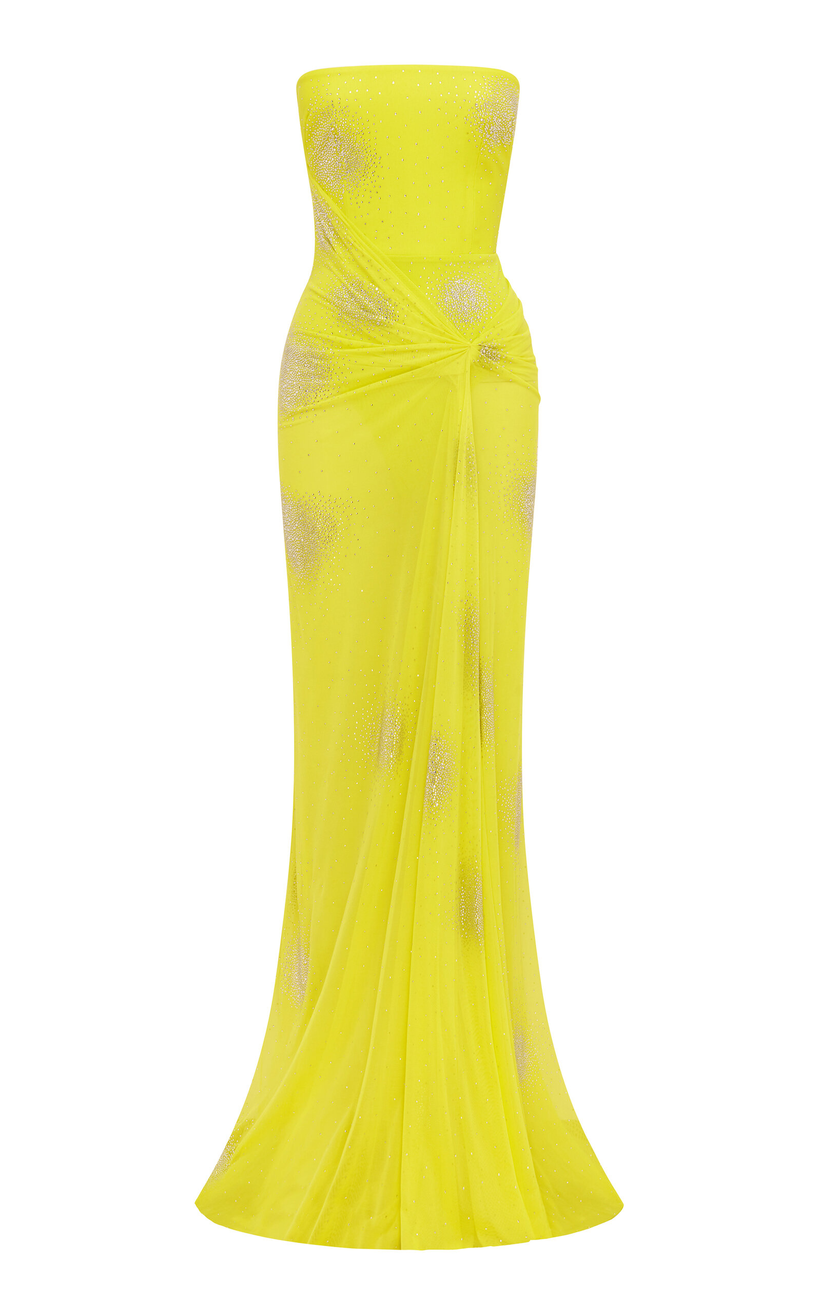 Alex Perry Alex Perry Strapless Draped Crystal Mesh Gown