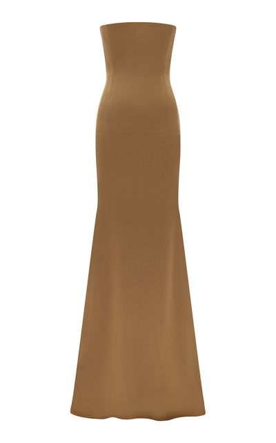 Alex Perry Alex Perry Strapless Longline Satin Crepe Gown