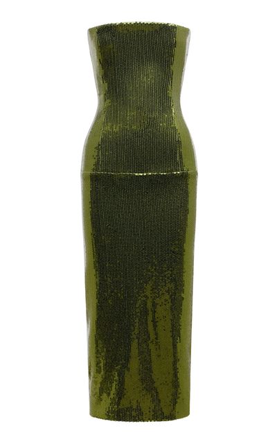 Alex Perry Alex Perry Strapless Sequined Mesh Midi Dress
