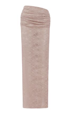 Alex Perry Alex Perry Tucked Sheer Stretch Lace Maxi Column Skirt
