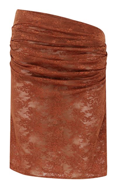 Alex Perry Alex Perry Tucked Sheer Stretch Lace Mini Skirt