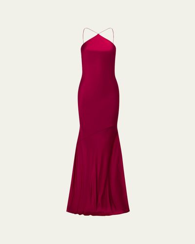 Alex Perry Halter Silk Satin Trumpet Gown