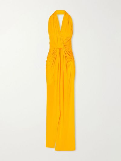 ALEX PERRY Halterneck ruched jersey gown