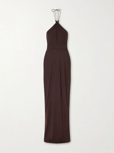 ALEX PERRY Mesh halterneck midi dress